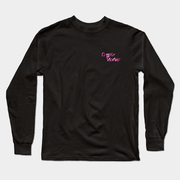 Crypto Hodler Pink Camo Small Logo Long Sleeve T-Shirt by felixbunny